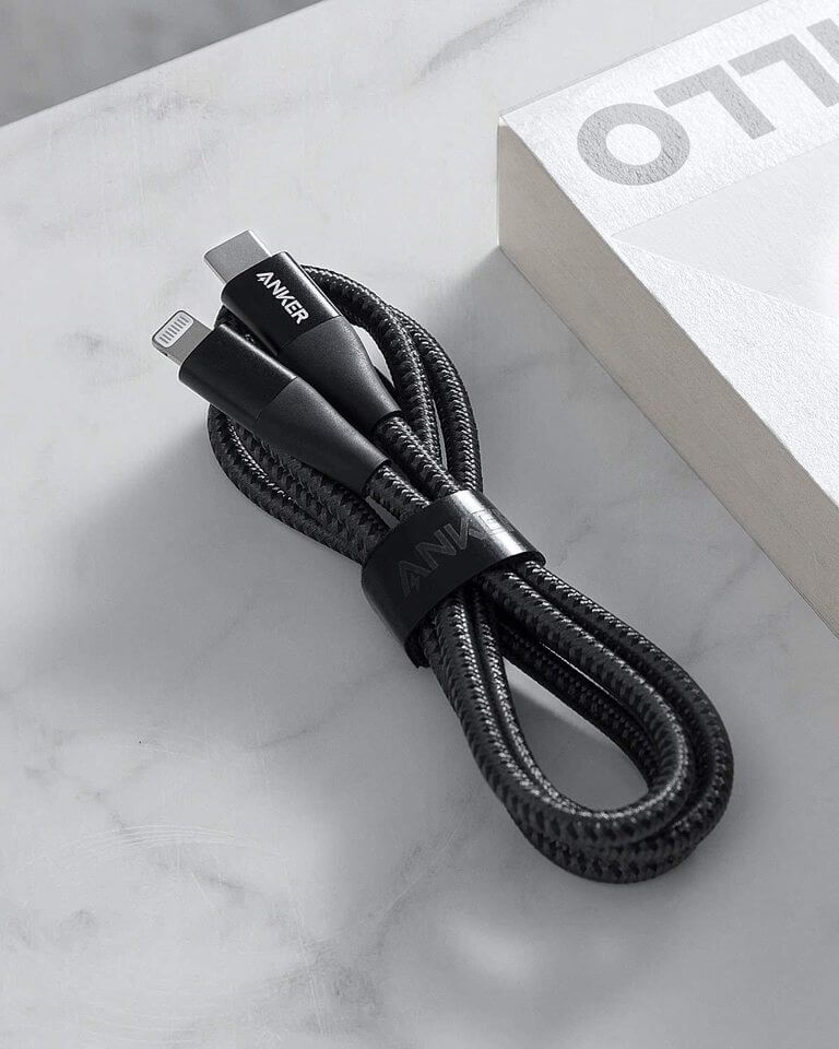 สายชาร์จเร็ว iPhone USB-C to Lightning (Anker PowerLine+II) สายถักไนลอน ยาว 90cm - AK169